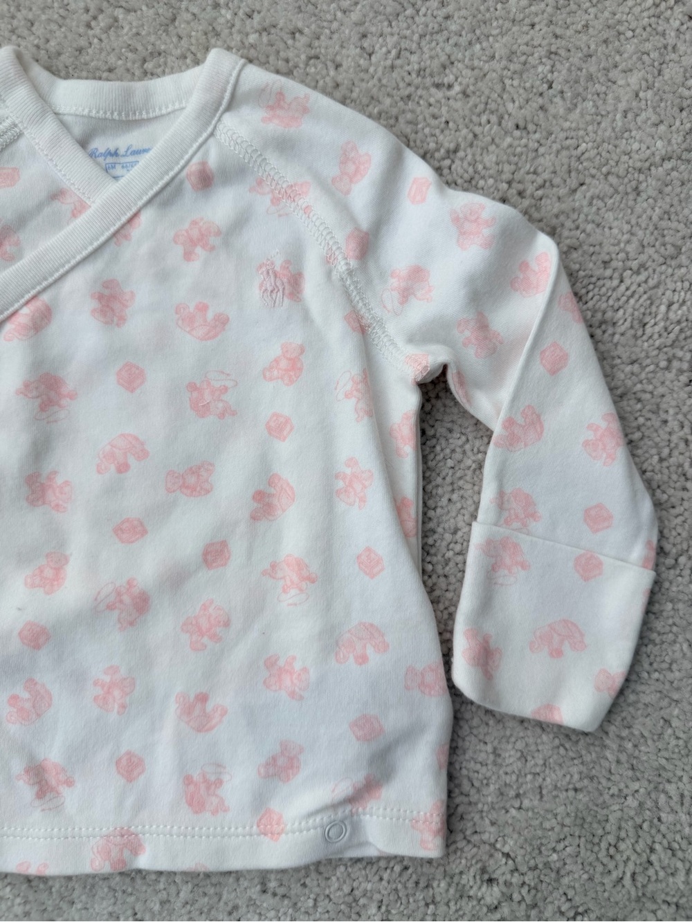 Ralph Lauren White and Light Pink Infant 3-Piece Pajama Set - Picture 4 of 16